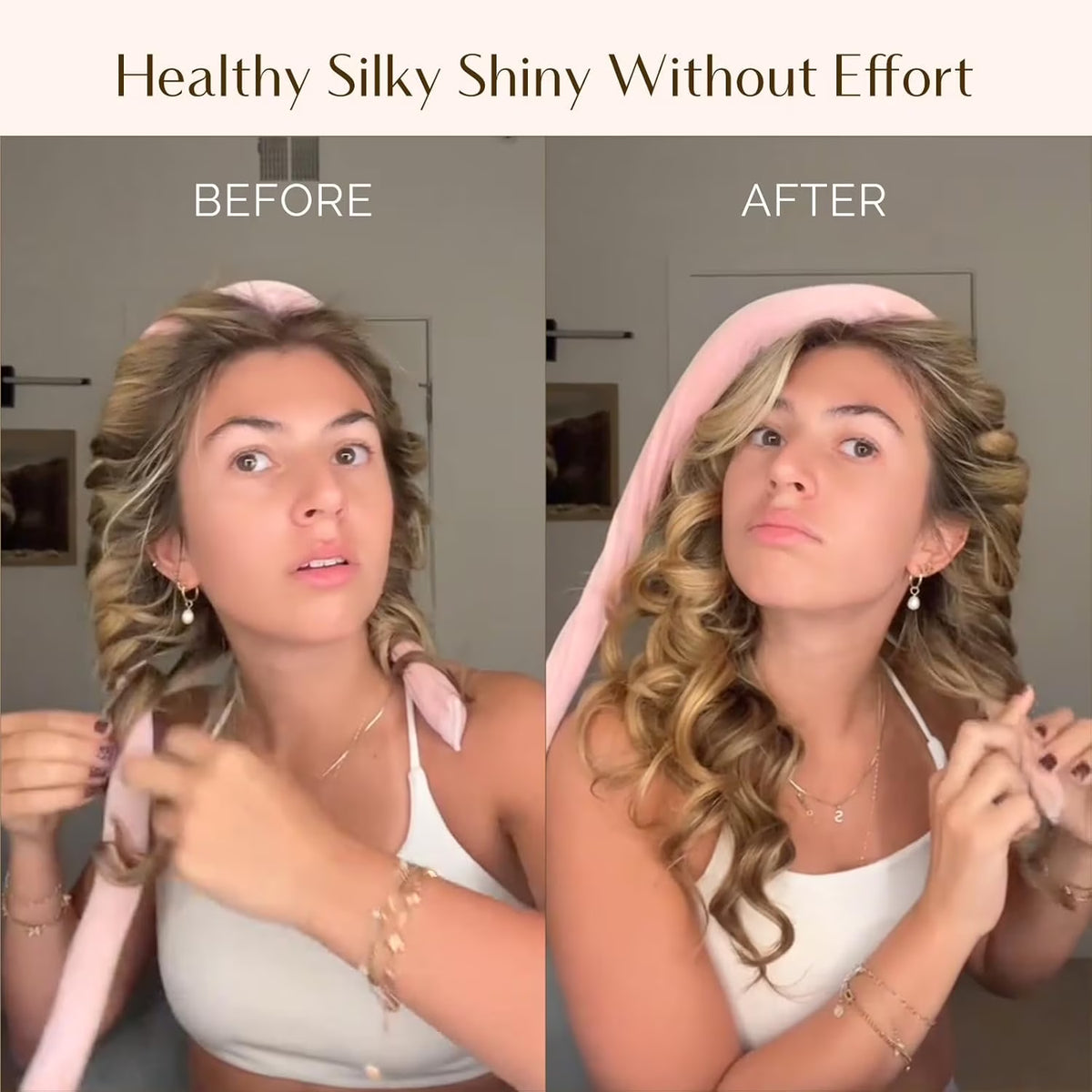 Heatless Hair Curler, Overnight Curl Headband for Natural Wavy Curls,Include Hair Clip Scrunchies for Styling