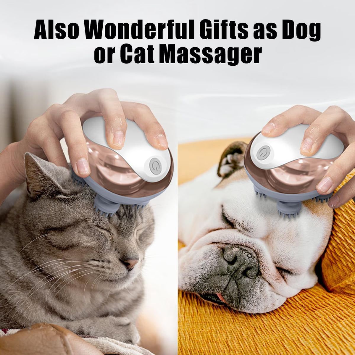Electric Scalp Massager, Head Massager for Hair Growth and Stress Relax, Handheld Portable Scalp Brush and Scrubber, Head Scratcher with 96 Kneading Nodes, Dog and Cat Massager(White)