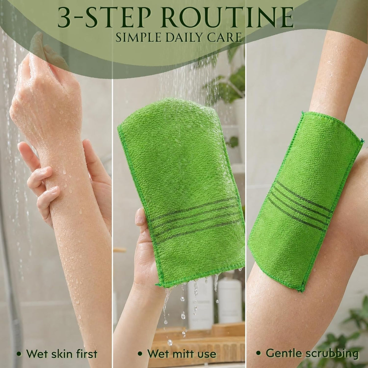 4 Pack Korean Exfoliating Mitt, Body Scrub Glove Bath Washcloth Set