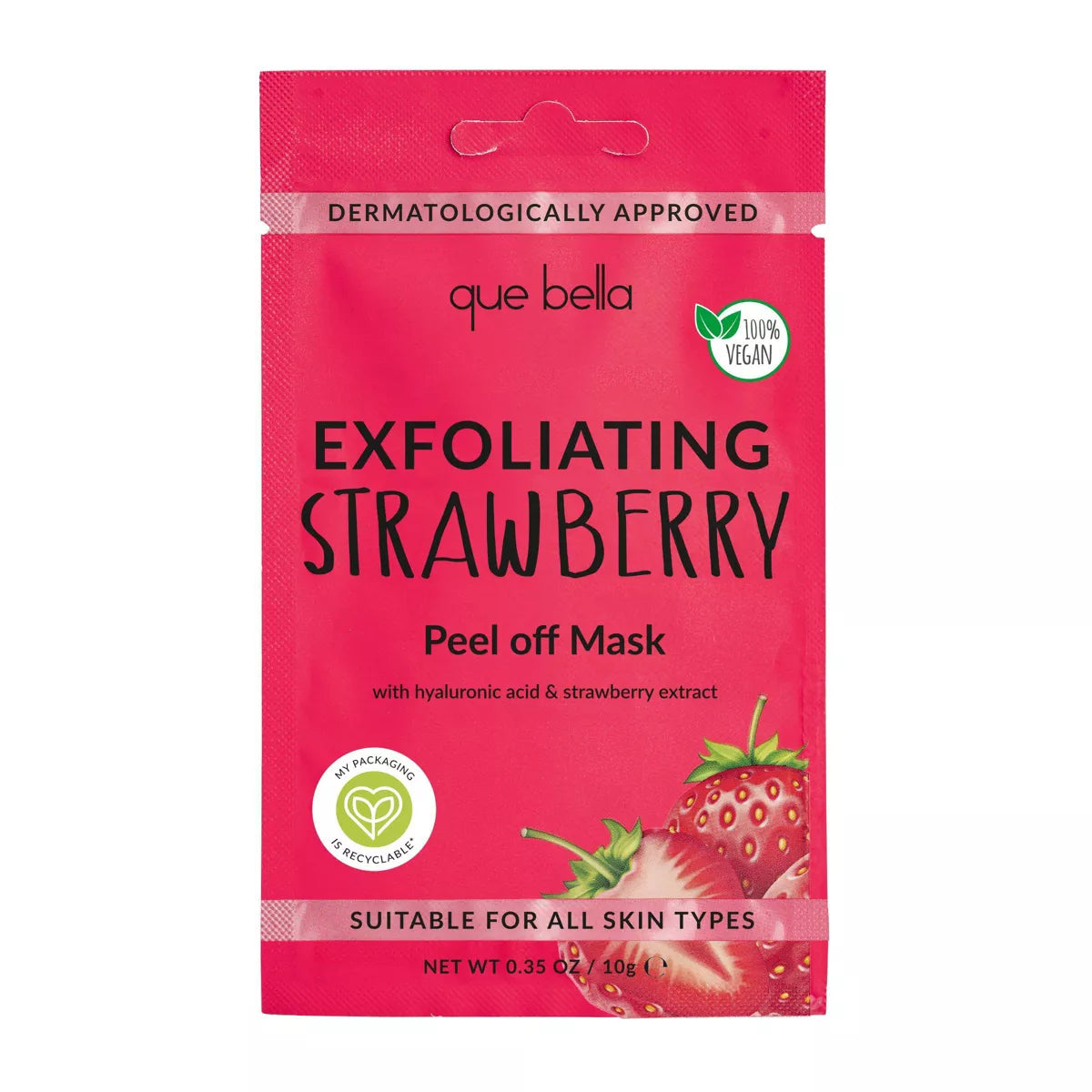 Que Bella Exfoliating Strawberry Peel off Mask - 0.35Oz