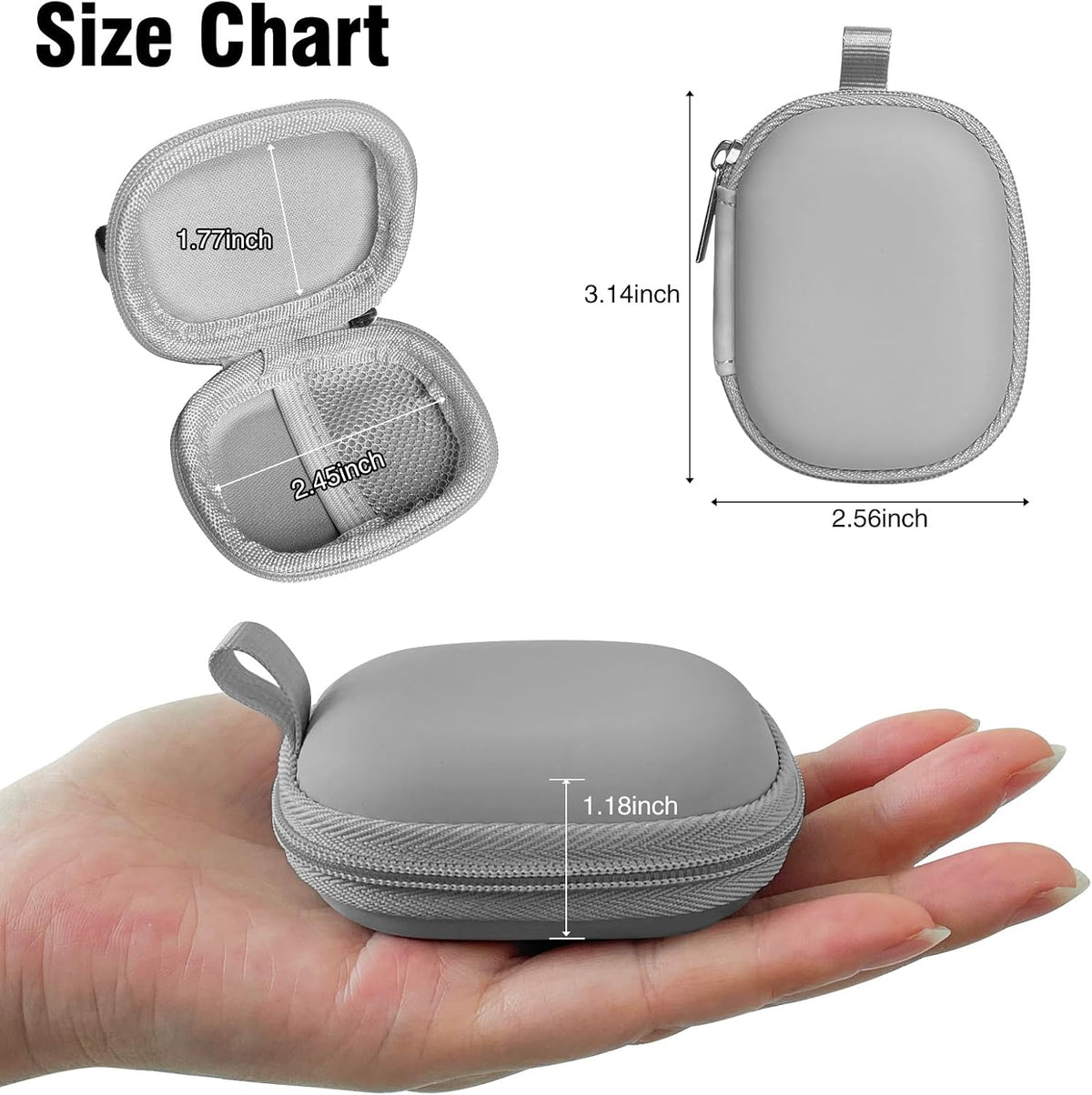 Earbud Case, Earphone Case Hard Earbud Holder Cell Phone Accessories Organizer for Earbuds, SD Memory Card (Grey)