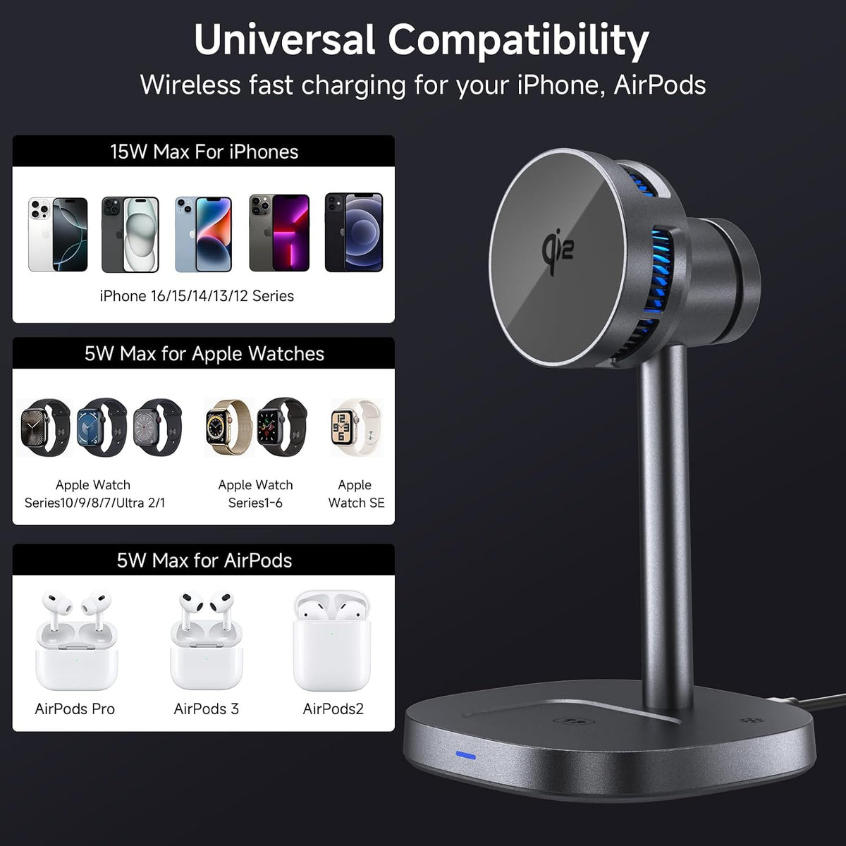 3-In-1 Magnetic Wireless Charging Stand