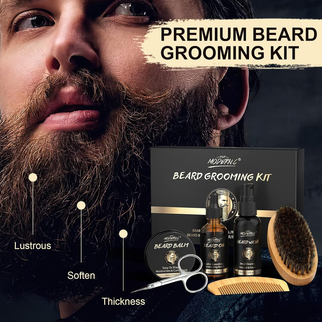 6PCS Beard Growth Kit Beard Grooming Kit for Men Beard Care Kit for Men