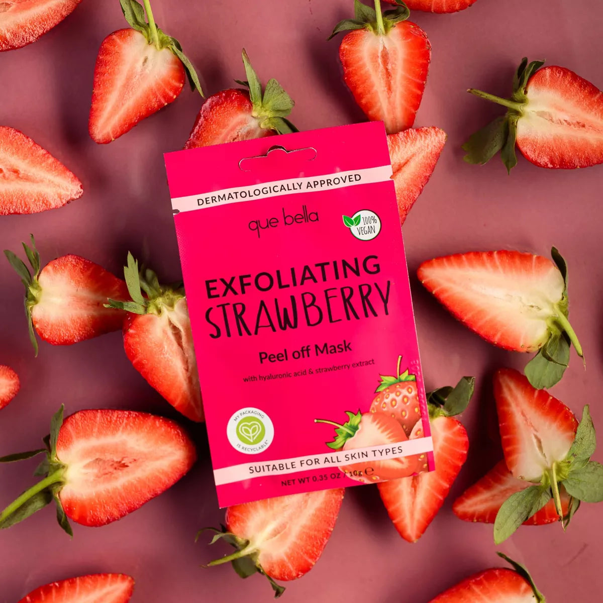 Que Bella Exfoliating Strawberry Peel off Mask - 0.35Oz