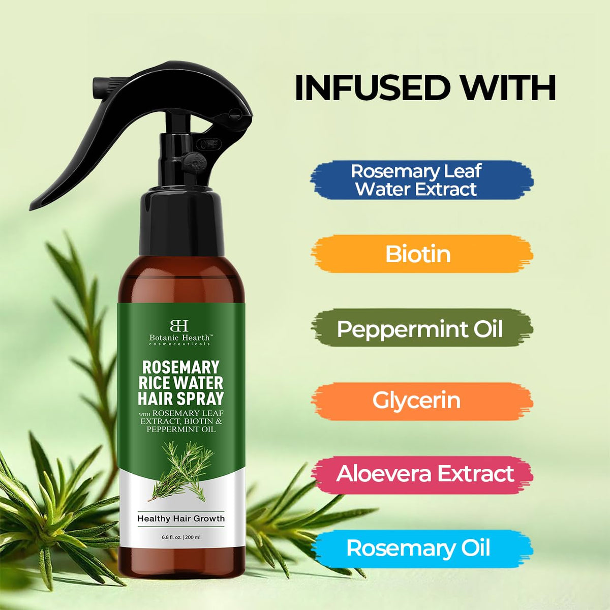 Rosemary and Rice Water Spray for Hair Growth - 6.8 Fl Oz