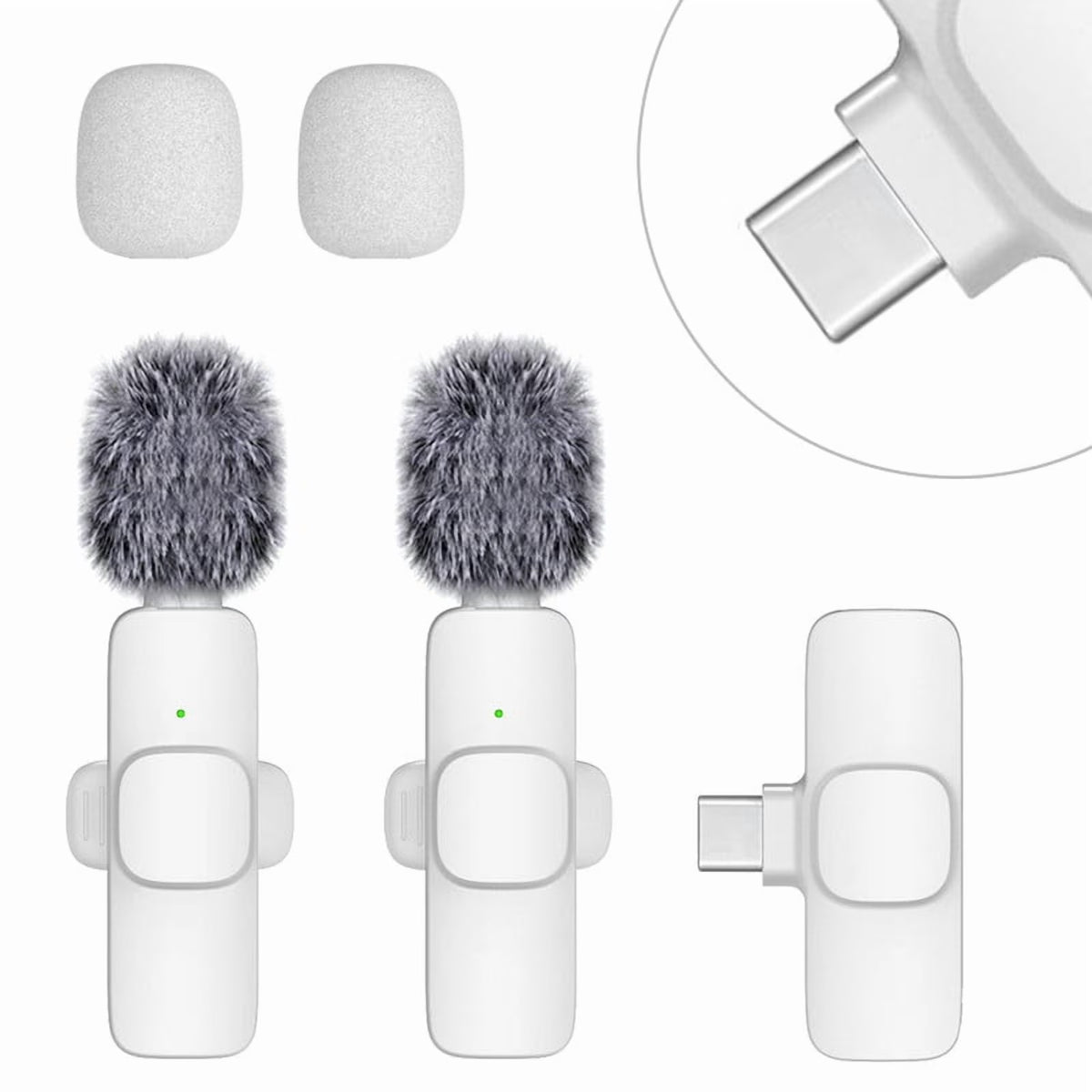 Iphone Android Wireless Lavalier Microphone - 2 Bluetooth Lapel Phone Mic for Video Recording Tiktok Youtube Podcast Interview