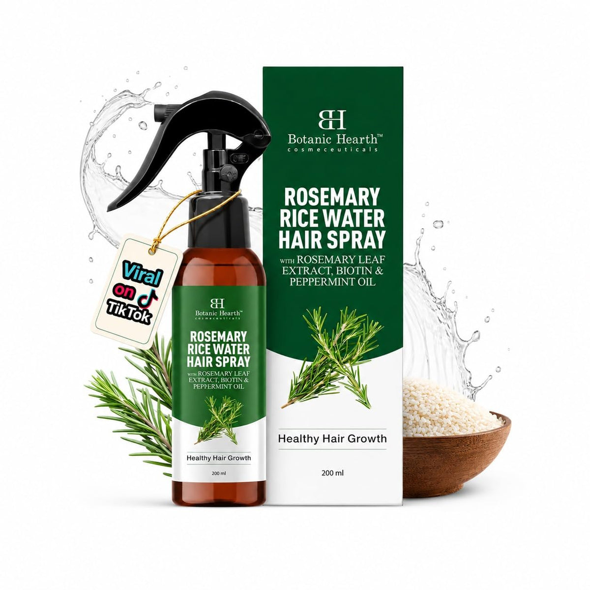 Rosemary and Rice Water Spray for Hair Growth - 6.8 Fl Oz