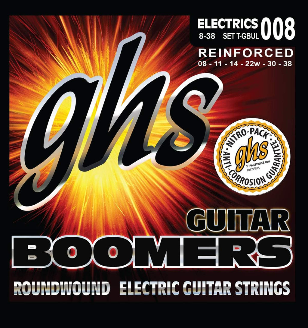 Guitar Boomers Electric Guitar Strings (T-GBUL Set),Gold, Ultra Light, 8-38