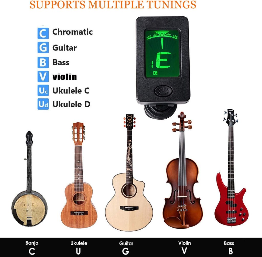 Capo Black Guitar Capo with Tuner Set,Guitar Clip on Tuner for Acoustic Guitar Bass Ukulele Violin