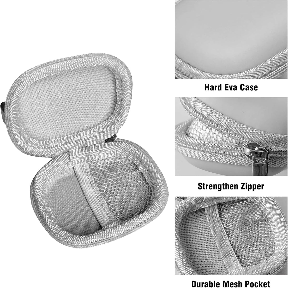Earbud Case, Earphone Case Hard Earbud Holder Cell Phone Accessories Organizer for Earbuds, SD Memory Card (Grey)