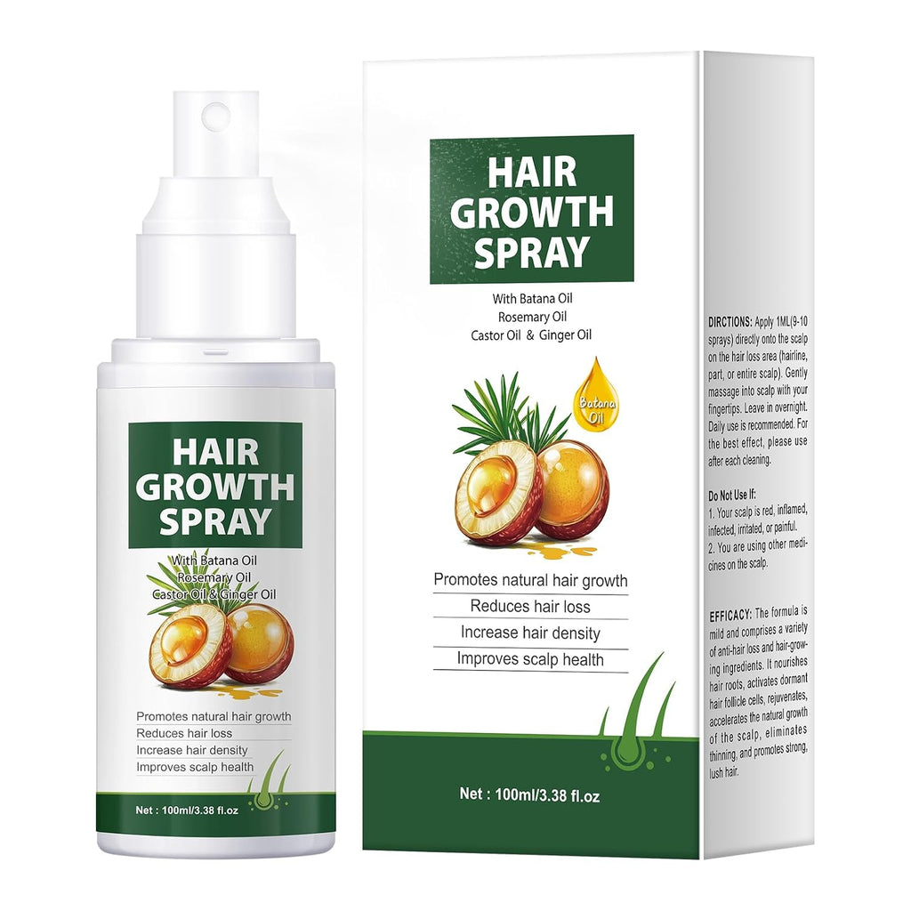 Hair Growth Oil Spray Batana Oil Dr Sebi Organic with Rosemary Castor Ginger, Natural Hair Loss Treatments for Women Men Promotes Regrowth Reduces Loss Thinning Strengthen Scalp Nourishes Dry