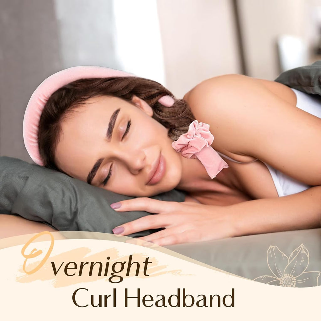 Heatless Hair Curler, Overnight Curl Headband for Natural Wavy Curls,Include Hair Clip Scrunchies for Styling