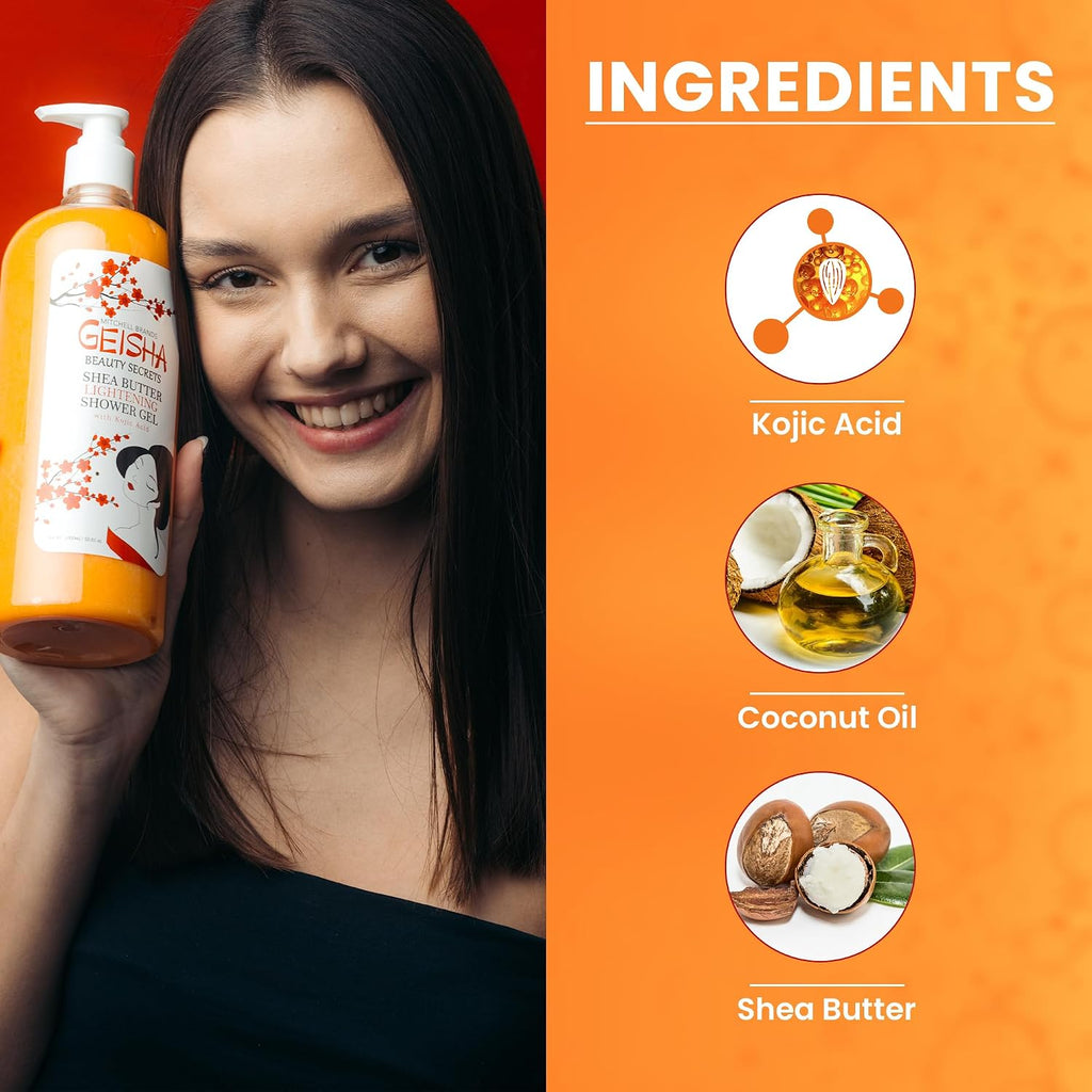 Geisha, Kojic Acid Skin Brightening Body Wash - 33 Fl Oz / 1000 Ml
