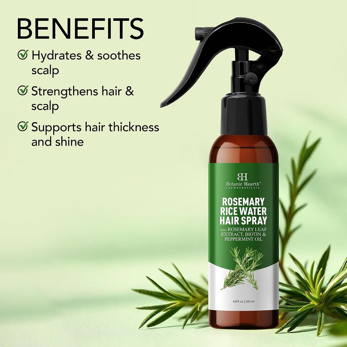 Rosemary and Rice Water Spray for Hair Growth - 6.8 Fl Oz