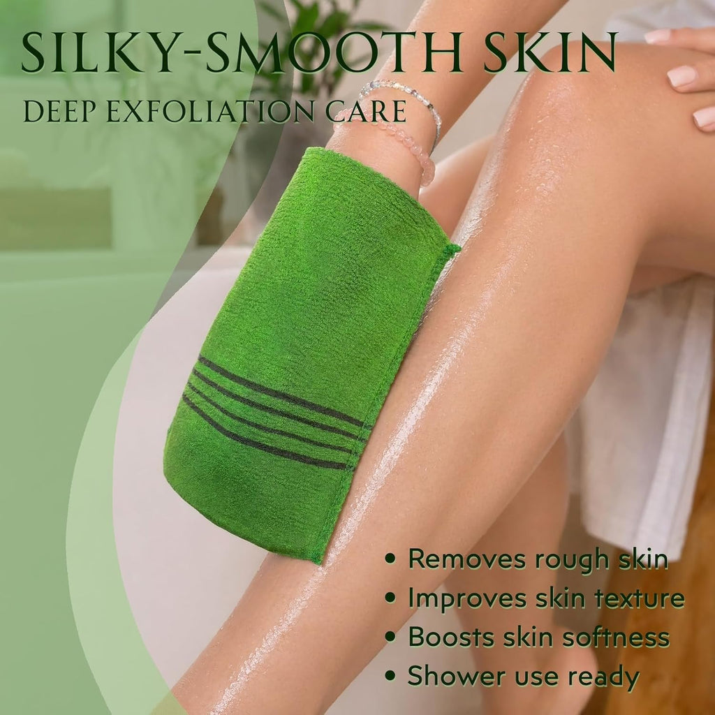4 Pack Korean Exfoliating Mitt, Body Scrub Glove Bath Washcloth Set