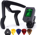 Capo Black Guitar Capo with Tuner Set,Guitar Clip on Tuner for Acoustic Guitar Bass Ukulele Violin