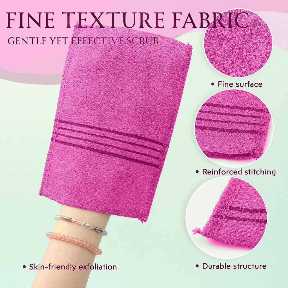 4 Pack Korean Exfoliating Mitt, Body Scrub Glove Bath Washcloth Set