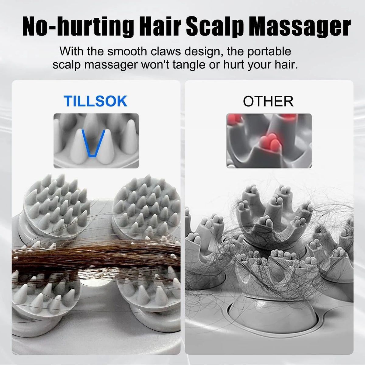 Electric Scalp Massager, Head Massager for Hair Growth and Stress Relax, Handheld Portable Scalp Brush and Scrubber, Head Scratcher with 96 Kneading Nodes, Dog and Cat Massager(White)