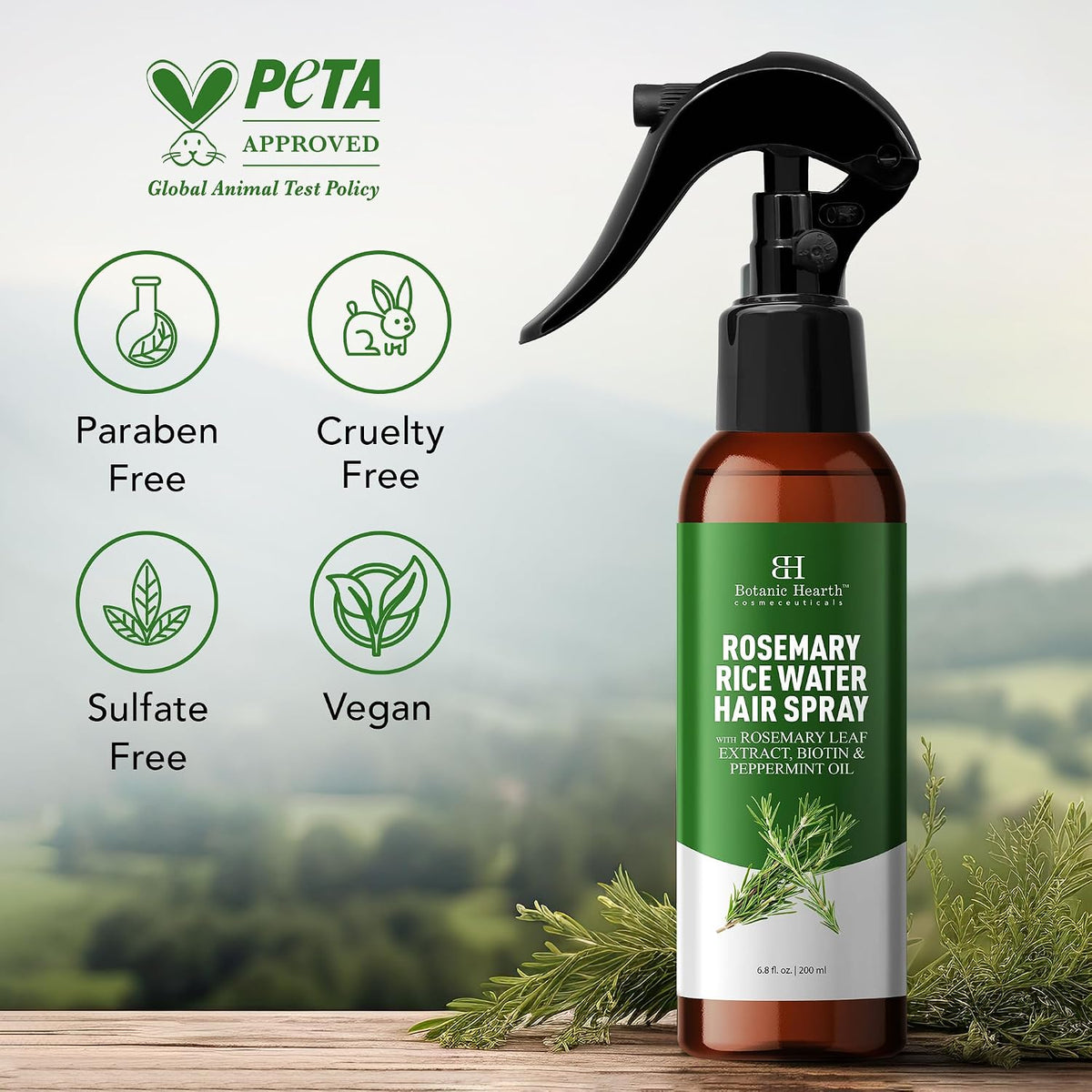 Rosemary and Rice Water Spray for Hair Growth - 6.8 Fl Oz