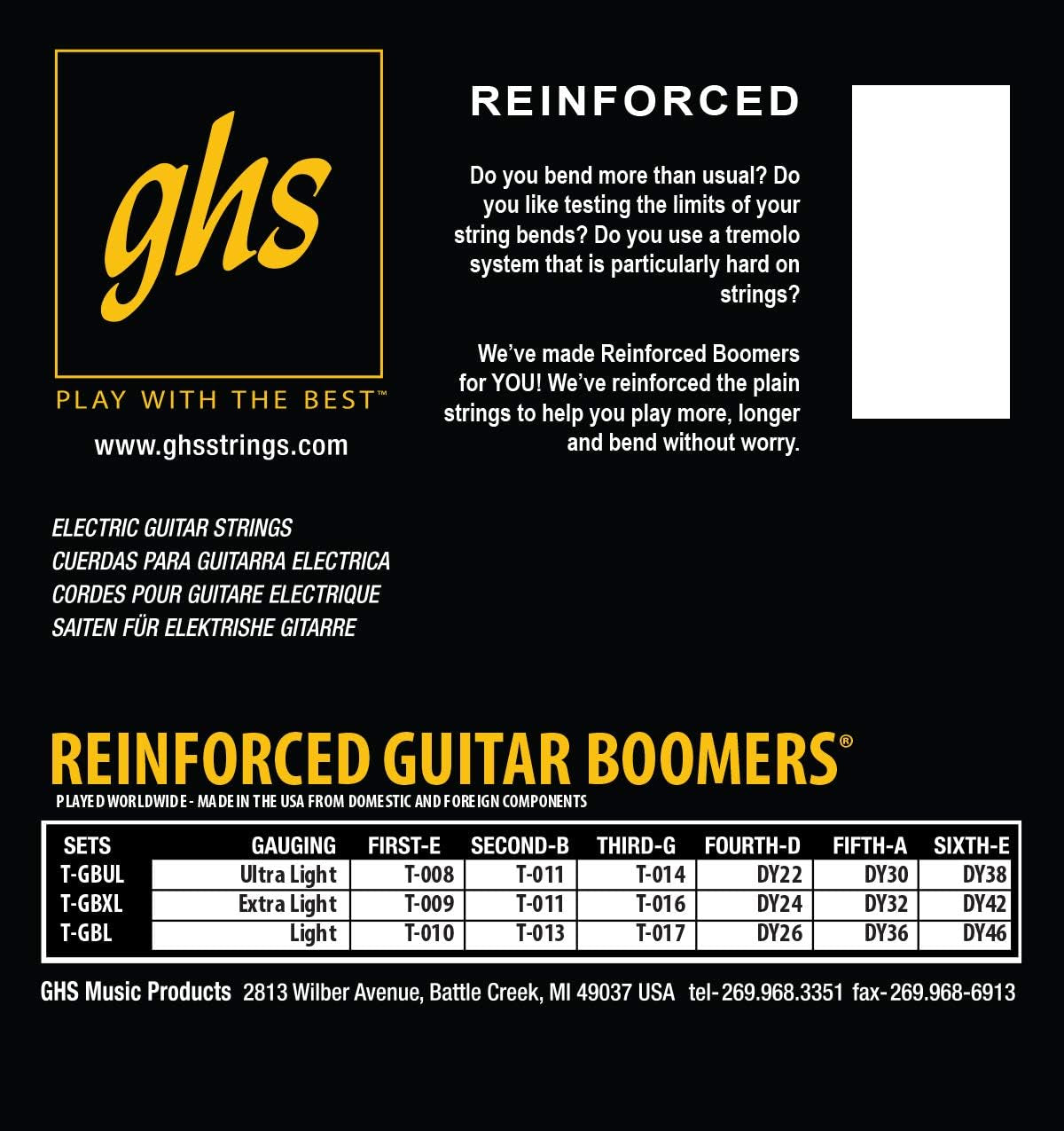 Guitar Boomers Electric Guitar Strings (T-GBUL Set),Gold, Ultra Light, 8-38