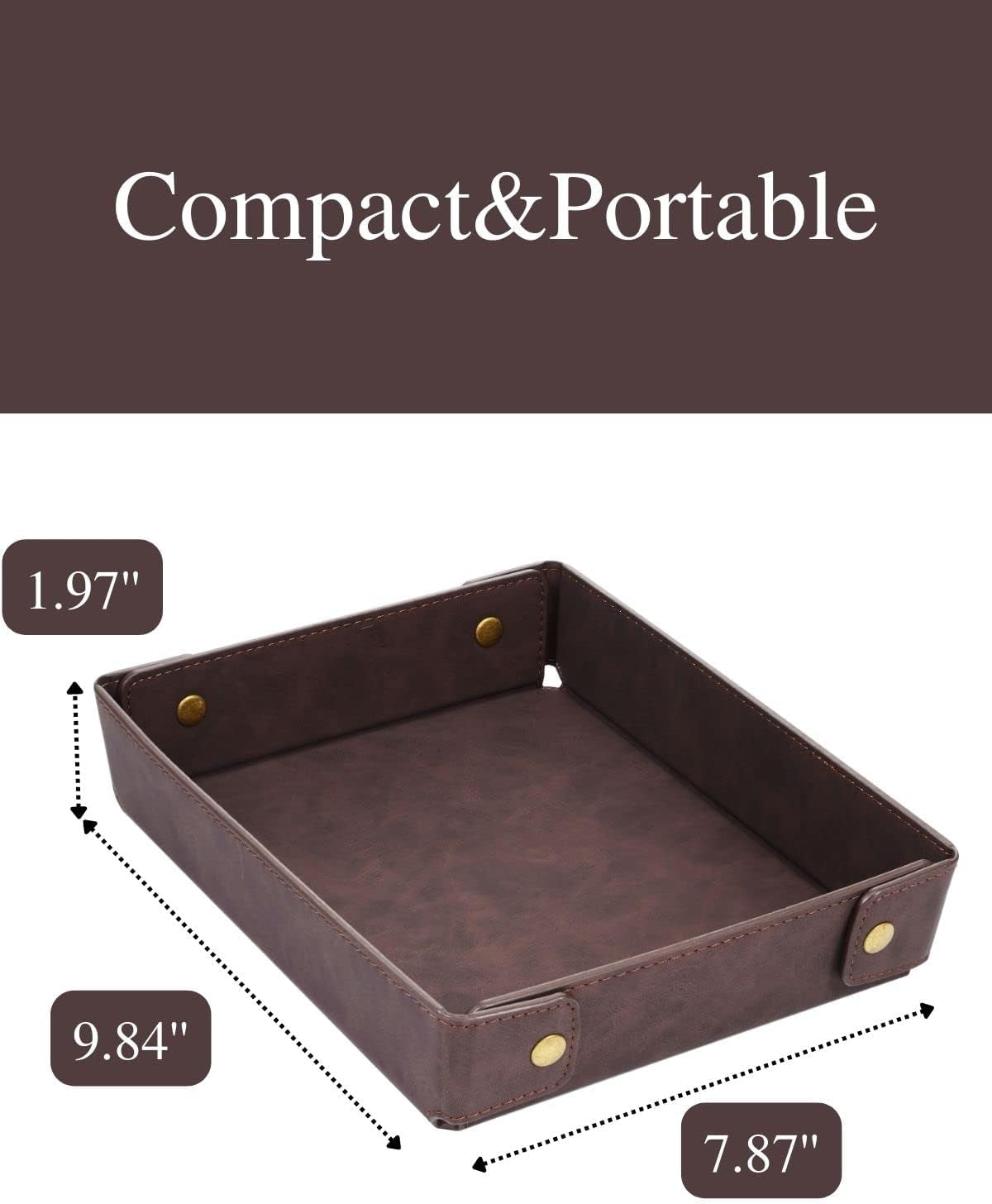 Faux Leather Valet Tray Organizer for Men - Catch-All Tray for Entryway Table Key, Wallet, Watch, Coin Change, Phone, Dresser EDC Dump Jewelry, Bedside Nightstand Desk-Top Catchall