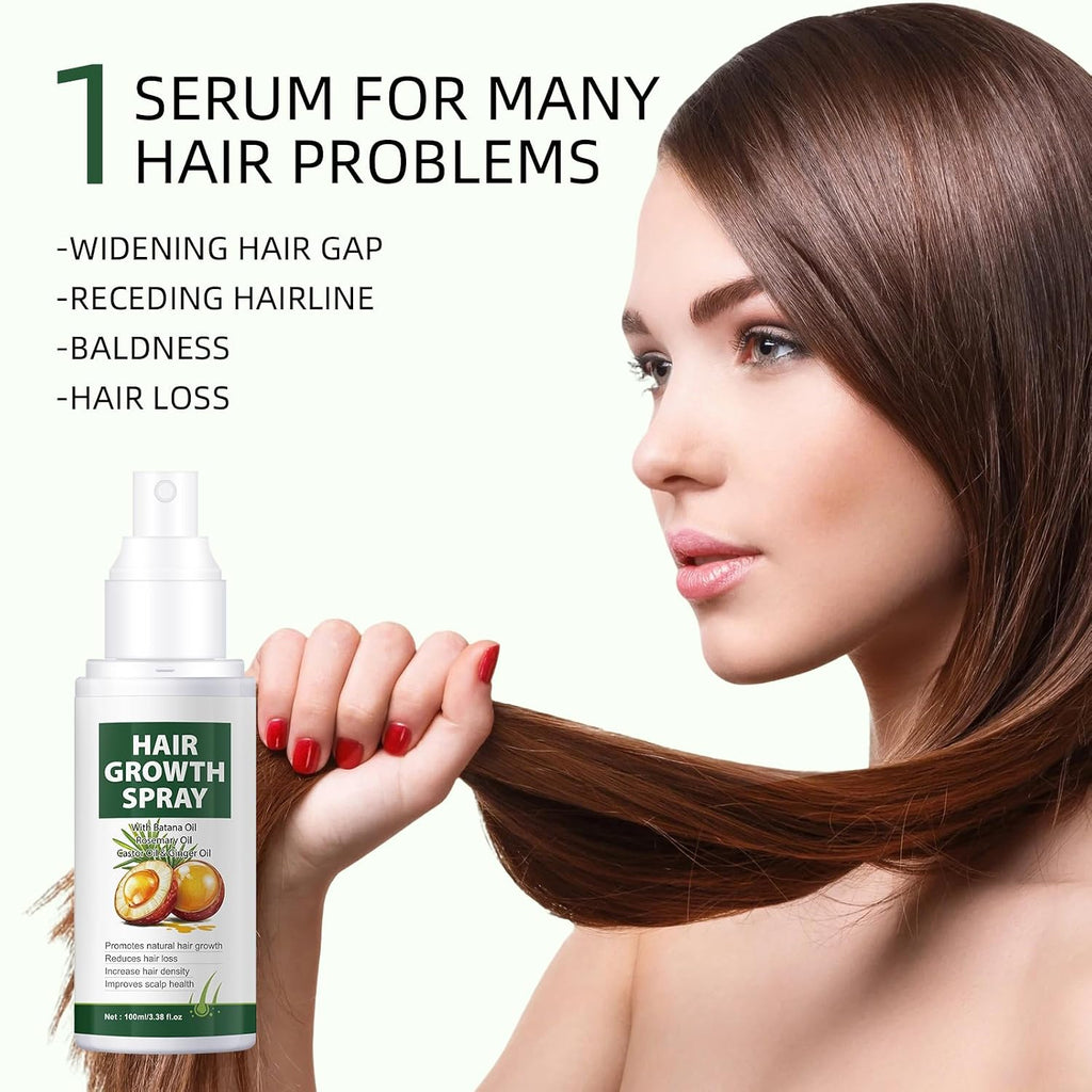 Hair Growth Oil Spray Batana Oil Dr Sebi Organic with Rosemary Castor Ginger, Natural Hair Loss Treatments for Women Men Promotes Regrowth Reduces Loss Thinning Strengthen Scalp Nourishes Dry