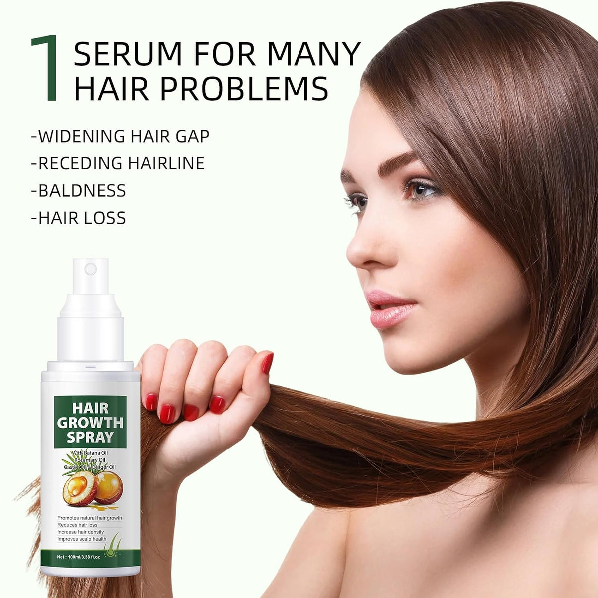 Hair Growth Oil Spray Batana Oil Dr Sebi Organic with Rosemary Castor Ginger, Natural Hair Loss Treatments for Women Men Promotes Regrowth Reduces Loss Thinning Strengthen Scalp Nourishes Dry
