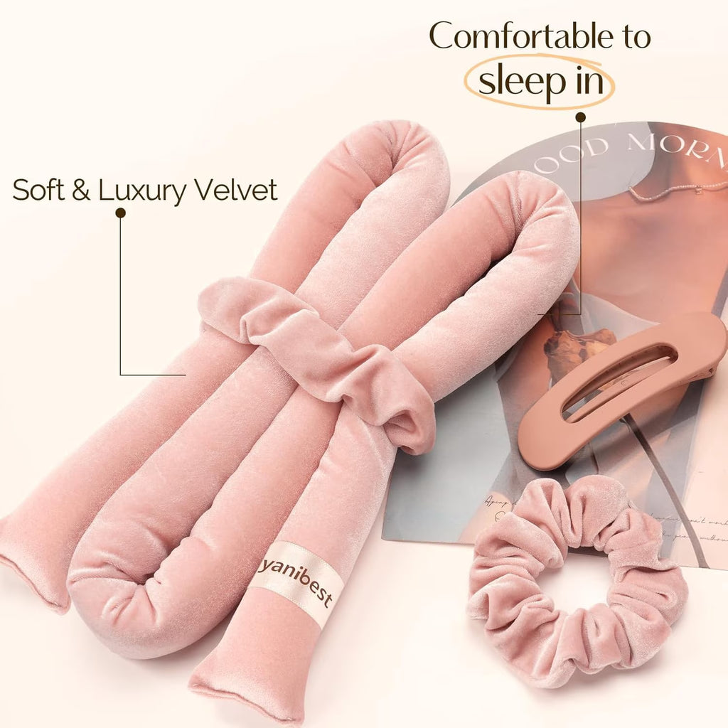 Heatless Hair Curler, Overnight Curl Headband for Natural Wavy Curls,Include Hair Clip Scrunchies for Styling